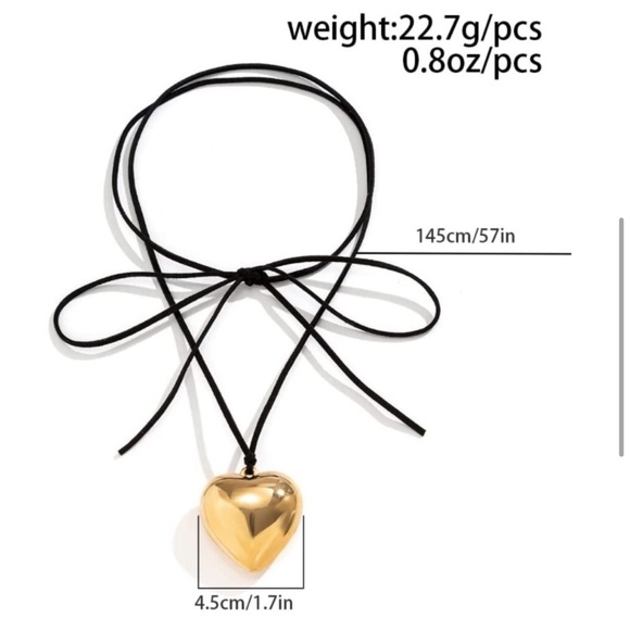 Free People I Can Love me Better Necklace gold hear black goth - Picture 3 of 3